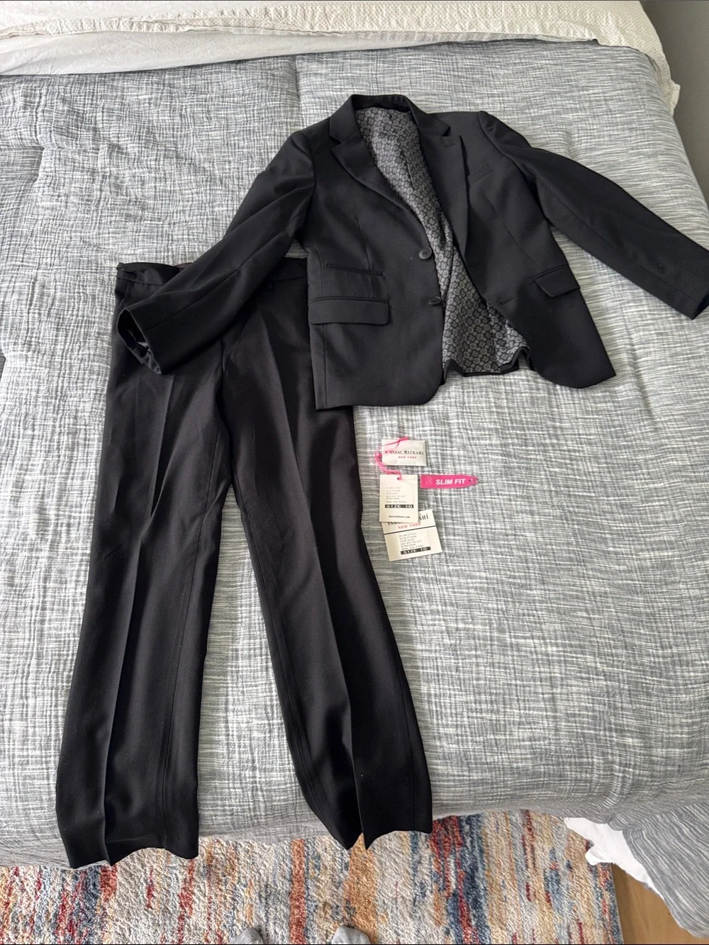 Boy’s Black Two-Piece Suit Jacket & Pants - Slim Fit size 10